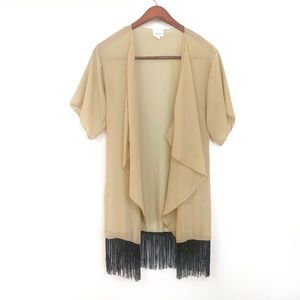 LuLaRoe Monroe Kimono Tan Black Cardigan Duster